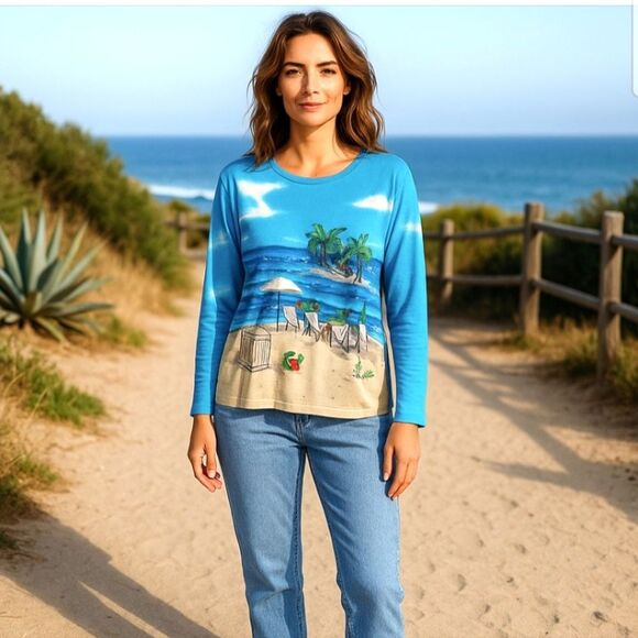 Coral Bay 2x plus size long sleeve Cruise t-shirt - Picture 1 of 4
